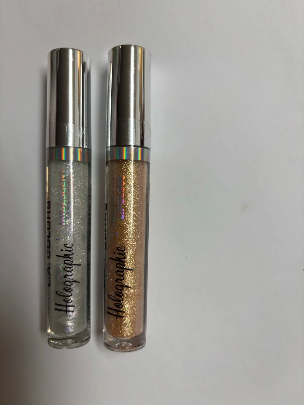L.A. COLORS Holographic Iridescent Lip Gloss Duo - Silver & Gold